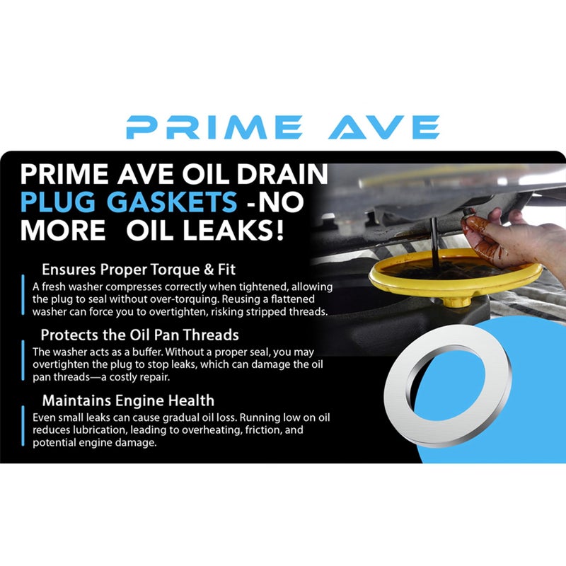 PRIME AVE Aluminium Oil Drain Plug Gaskets - 14mm Crush Washer for Leak Proof Sealing - Durable & Reliable Oil Plug Washer - Compatible with Honda & Acura Part# 94109-140-00 (Pack of 10) - Image 2